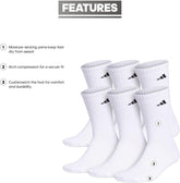 adidas Men's Athletic Cushioned 6-Pack Crew, Cushioned Crew Socks with Arch Compression for a Secure Fit